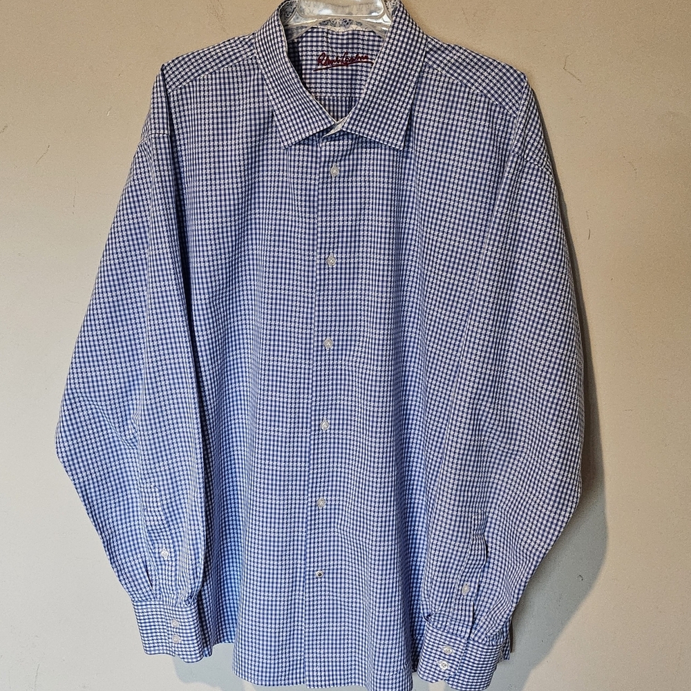 Men's Blue Gingham Button-Down Shirt